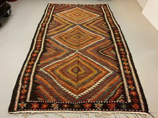 Large Vintage Turkish Red Black Brown Wool Bakhtiari Kilim Rug For At Pamono - Red And Brown Wool Rugs Large Vintage Turkish Red Black Brown Wool Bakhtiari Kilim Rug For At Pamono - Red And Brown Wool Rugs