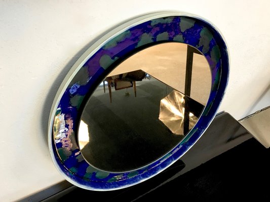 Petit miroir ex-voto argent et fleur bleue Pondie Chérie