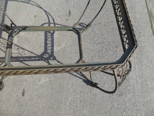 Vintage French Wrought Iron And Mahogany Coffee Table 1940s For Sale At Pamono