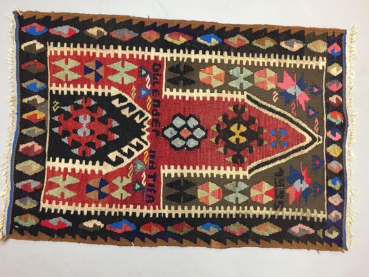 Vintage Turkish Traditional Country Home Decor Wool Kilim Rug For