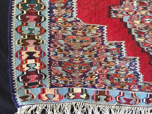 Vintage Traditionnel Main Fabriqué Oriental Laine Coton Bleu