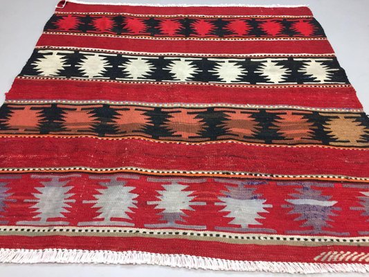Tapis Turc Vintage Kilim Laine Main – 7x9 Pieds, Design Boho Années 70