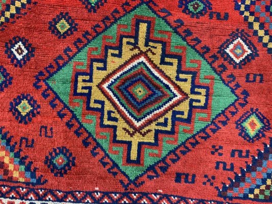 Vintage Red Blue Tribal Kazak Rug For, Red Blue Rug Vintage