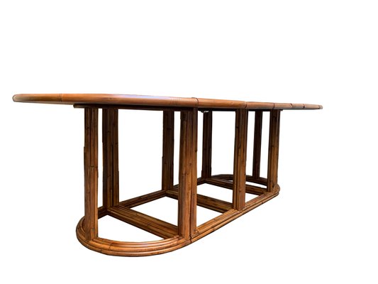 Italian Rattan Brass Dining Table In The Style Of Gabriella