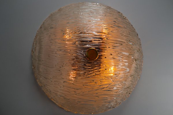 Lámparas de pared grandes modernistas redondas de cristal de hielo texturizado, años Juego de 12 en Pamono