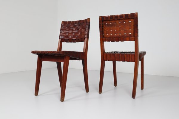 666 Side Chairs By Jens Risom For Knoll, Woven Leather Seat Dining Chair