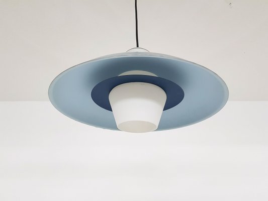 Glass & Metal Pendant Lamp by Louis Kalff for Philips, 1950s Glass & Metal Pendant Lamp by Louis Kalff for Philips, 1950s