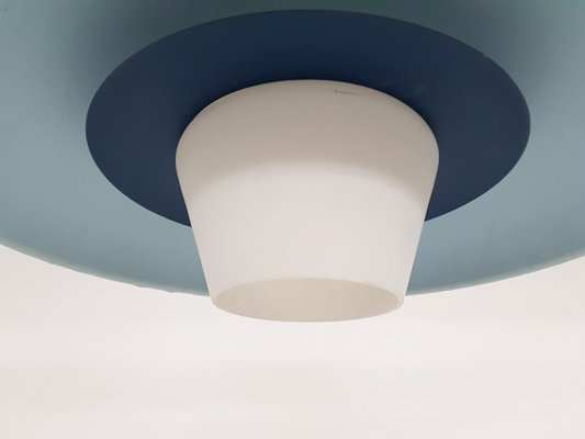 Glass & Metal Pendant Lamp by Louis Kalff for Philips, 1950s Glass & Metal Pendant Lamp by Louis Kalff for Philips, 1950s