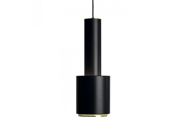 Black & Brass A110 Hand Grenade Ceiling Lamp by Alvar Aalto for Artek, 1950s Black & Brass A110 Hand Grenade Ceiling Lamp by Alvar Aalto for Artek, 1950s