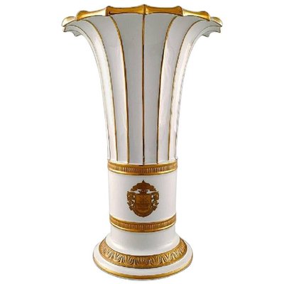 Trumpet-Shaped Vase Gold Decoration from Royal Copenhagen, 1950s for sale at Pamono