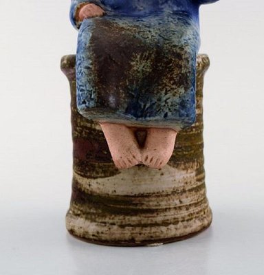 Girl with Flowers in Glazed Ceramic by Lisa Larson for Gustavsberg