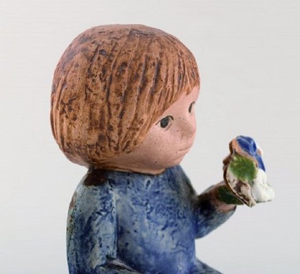 Girl with Flowers in Glazed Ceramic by Lisa Larson for Gustavsberg