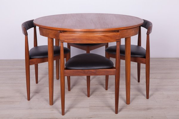 Mid Century Teak Dining Table 4 Chairs Set By Hans Olsen For Mid Century Teak Dining Table 4