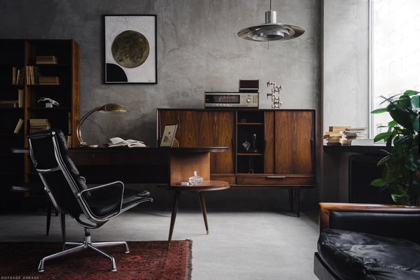 Mid-Century Modern Wenge Organic-Shaped Boomerang Custom Desk