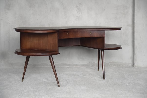 Mid-Century Modern Wenge Organic-Shaped Boomerang Custom Desk
