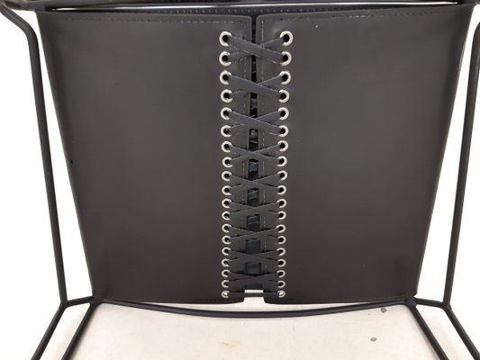 Vintage Modern Minimalistic Metal Leather Lounge Chair For Sale At Pamono