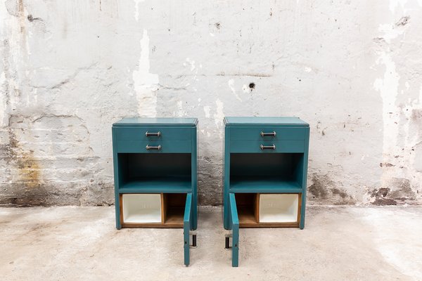 Art Deco Green Blue Nightstands 1920s Set Of 2 For Sale At Pamono