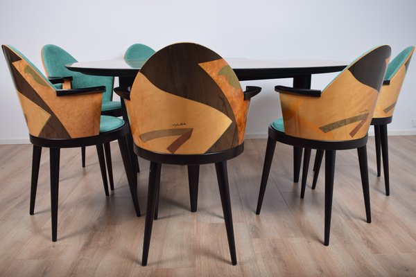 Vintage Dining Table Chairs Set By Carlo Malnati For Saporiti