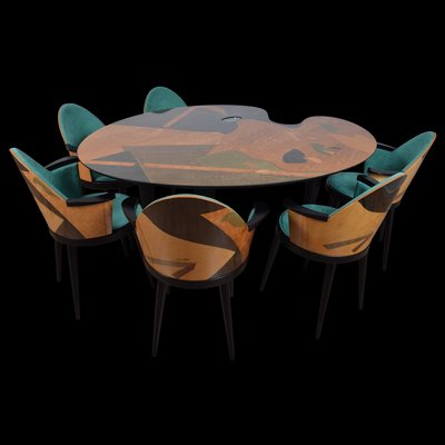Vintage Dining Table Chairs Set By Carlo Malnati For Saporiti
