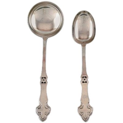 Antique Danish Art Nouveau Serving Spoons, Set of for sale at Pamono