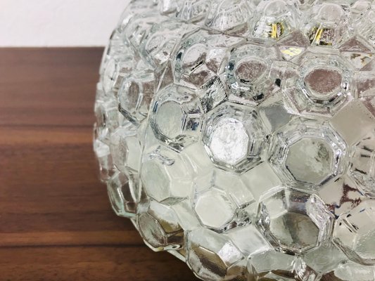 Deutsche Runde Deckenlampe aus Kristallglas von Glashütte Limburg, 1960er bei Pamono kaufen