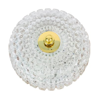 Deutsche Runde Deckenlampe aus Kristallglas von Glashütte Limburg, 1960er