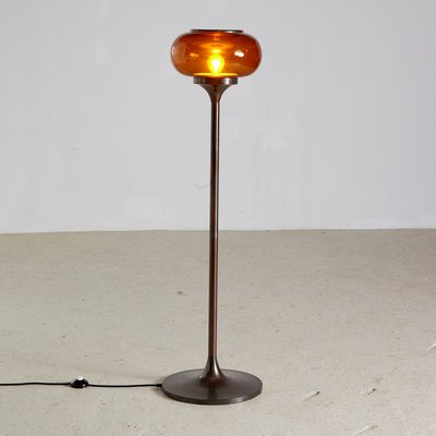 Vintage Amber Glass Floor Lamp, 1970s 