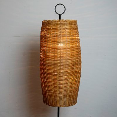 black wicker floor lamp