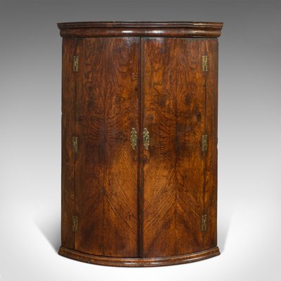 Antique Georgian English Oak Bow Front Corner Cabinet Bei Pamono Antique Georgian English Oak Bow Front