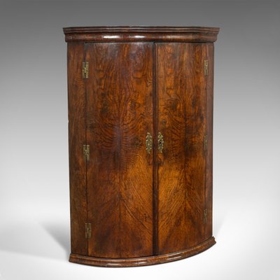 Antique Georgian English Oak Bow Front Corner Cabinet Bei Pamono