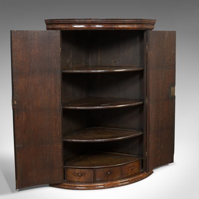 Antique Georgian English Oak Bow Front Corner Cabinet For Sale At