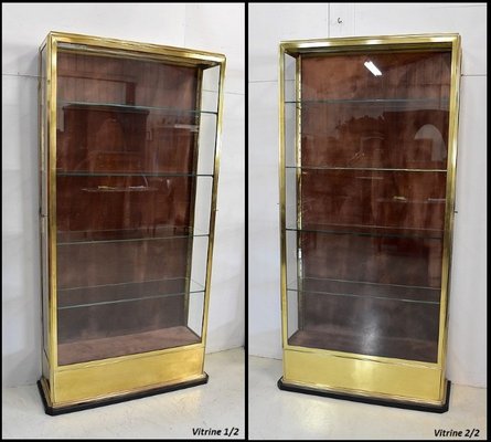 Petite vitrine 2 portes en laiton - Meubles Vintage
