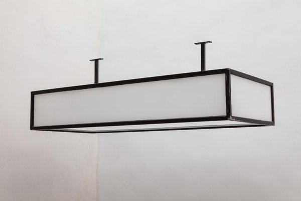 Italian White Opal Glass Square Box Flush Mount Or Wall Light 1960s For At Pamono - Black Square Glass Ceiling Light