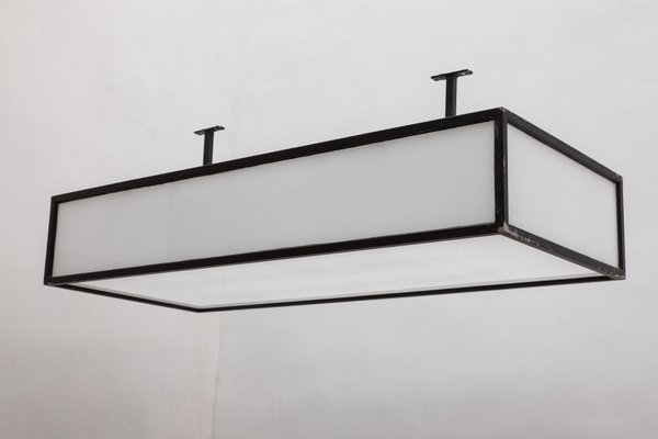 Italian White Opal Glass Square Box Flush Mount Or Wall Light 1960s For At Pamono - Glass Box Pendant Ceiling Light
