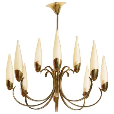 Large Modernist Brass Sputnik Chandelier In The Style Of Stilnovo