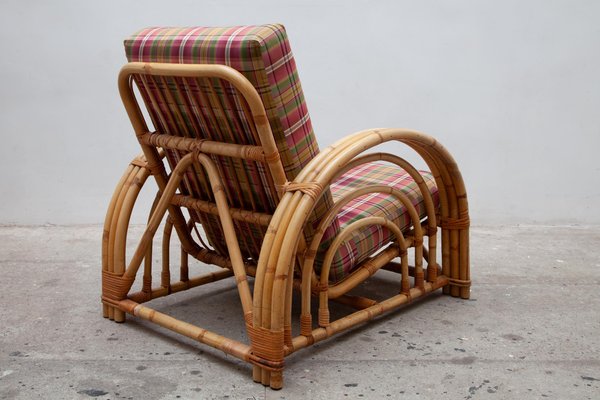 Mid Century Modern Pretzel Bamboo Patio Lounge Chair In The Style