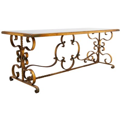 French Art Deco Wrought Iron Coffee, Antique French Iron Coffee Table