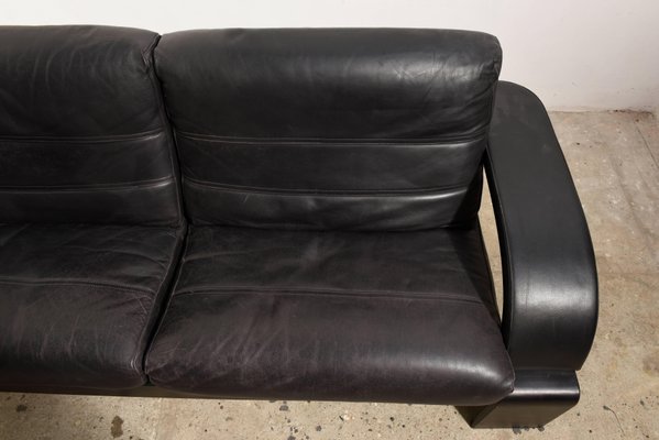 Large Mid Century Italian Black Leather Lounge Sofa 1980s For At Pamono Large Mid Century Italian Black Leather, Italian Leather Sofa Singapore