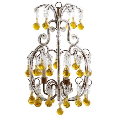 Yellow crystal chandelier deals
