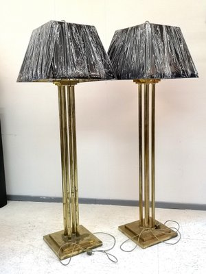 Gold Floor Lamps 1970s Set, Black And Gold Floor Lamp