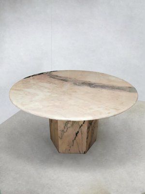 Table De Salle A Manger Ronde En Marbre Rose Doux Italie 1960s
