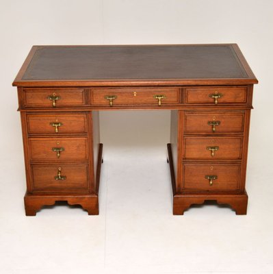Antique Victorian Walnut Leather Top Desk For Sale At Pamono