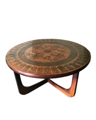 Norwegian Teak And Copper Egyptian Coffee Table By Vad Trevare