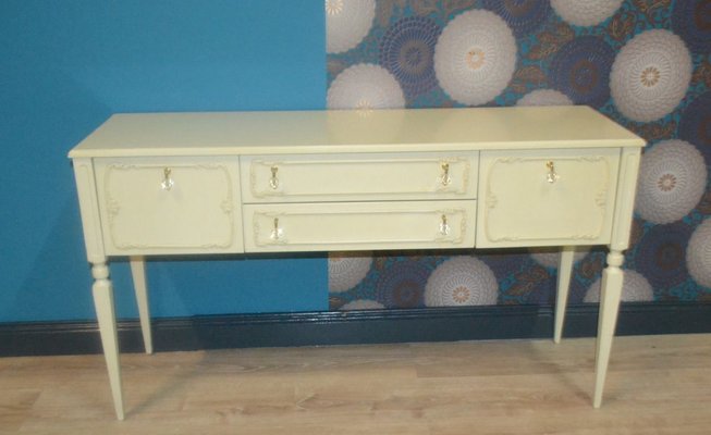 Vintage Chippendale Style Shabby Chic Cream White Chest Of Drawers