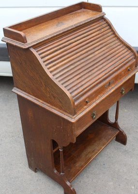 Small Vintage Oak Roll Top Desk 1920s For Sale At Pamono