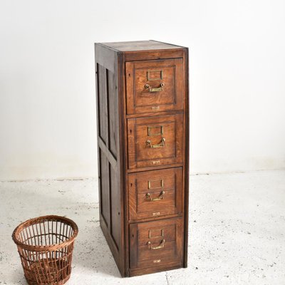 Antique Wooden Filing Cabinet For Sale At Pamono