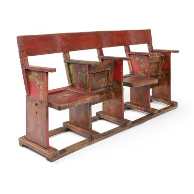 Banc De Cinema 4 Places En Bois En Vente Sur Pamono