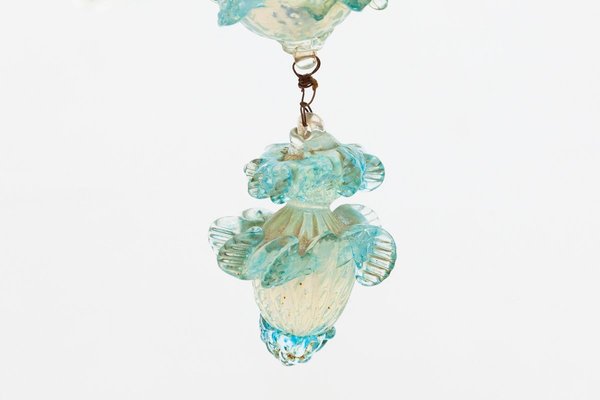 Italian Romantic Murano Blue Opal Glass Chandelier from Compagnia Di Venezia E Murano (C.V.M.), 1950s Italian Romantic Murano Blue Opal Glass Chandelier from Compagnia Di Venezia E Murano (C.V.M.), 1950s