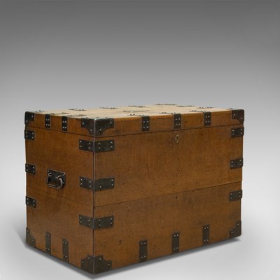 Antique English Oak And Iron Silver Chest By Elkington And Co