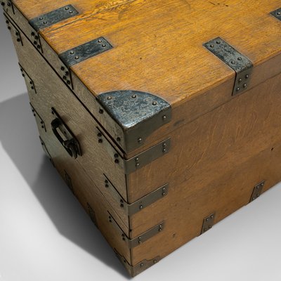 Antique English Oak And Iron Silver Chest By Elkington And Co